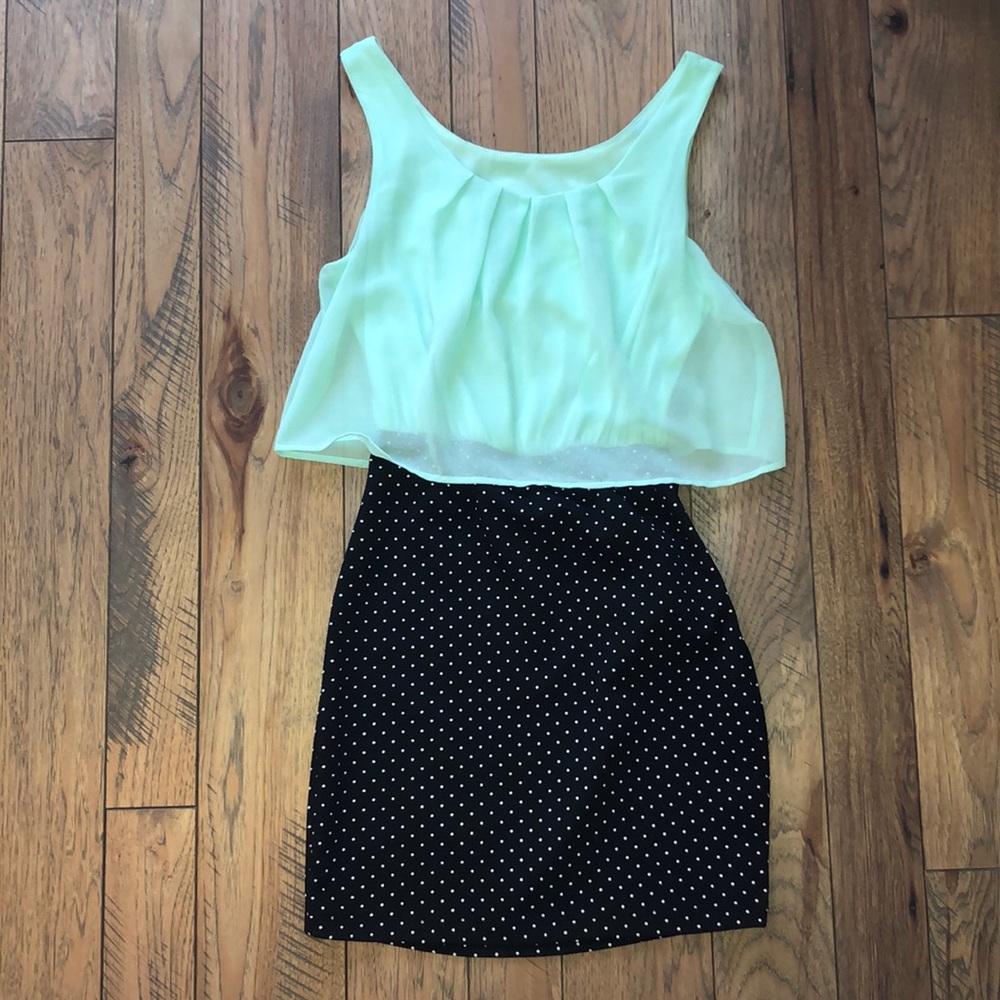 Mint Green and Polka-Dot Cocktail Dress